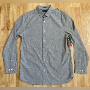 New NWT Fairlane men’s button down gray shirt large slim cut Thermolite $79